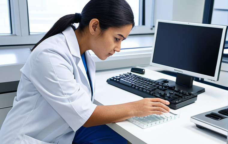 A professional medical laboratory scientist in a pristine, white lab coat over modest, professional clothing, meticulously analyzing samples using advanced diagnostic equipment in a clean, brightly lit modern laboratory. The setting emphasizes precision and scientific rigor, with a focus on cutting-edge technology. Fully clothed, appropriate attire, safe for work, perfect anatomy, correct proportions, natural pose, well-formed hands, proper finger count, natural body proportions, professional photography, high quality, modest, family-friendly.