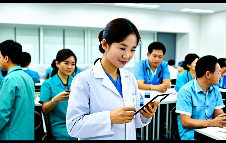 **

A Vietnamese medical laboratory professional, fully clothed in appropriate lab attire, attending a professional medical conference in Hanoi. The background shows other professionals networking. Safe for work, perfect anatomy, natural proportions, professional setting.

**